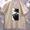 Japanese Cat Graphic TShirts Vintage Tokyo Aesthetic Black Cat Tee Kawaii Streetwear Casual Cotton Short Sleeve Round Tops