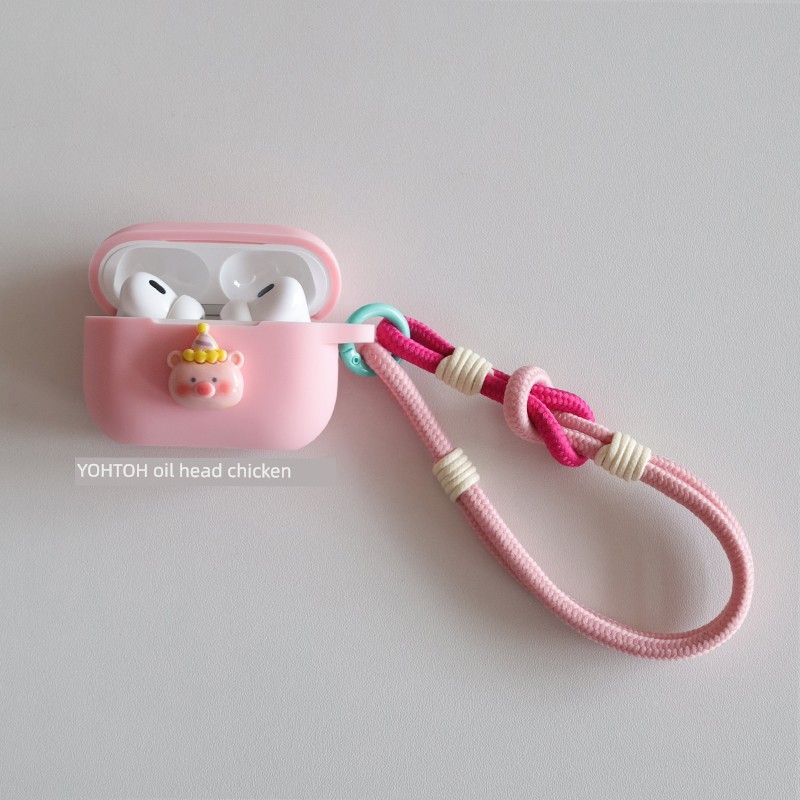 

Case Pro2 Apple Airpods1/2 Bluetooth Wireless Earphone Case Pro Generation One-Piece Fall Protection Strap Dust Plug 3 Generation Silicone C Port Apple AirPods1/2 Pink + lanyard