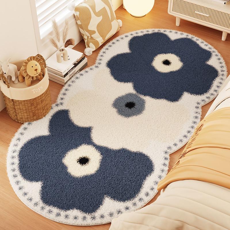Bedroom Carpet Pink Flower Carpets Bedside Floor Mat Soft Fluffy Foot Mats Candy Color Rug Cute Sweet Girl Home Decoration Rugs