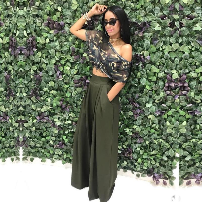 Summer Loose Women's Wide Leg Pants Casual Pleated Solid Zipper Floor-length Pants Pocket Elastic Solid Pants Plus Size Fall