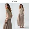 'Quiet Afternoon Tea 'Washi Yarn Crew Neck Lightweight Versatile Short Sleeve Knitted Sweater T-Shirt Top Women's Summer