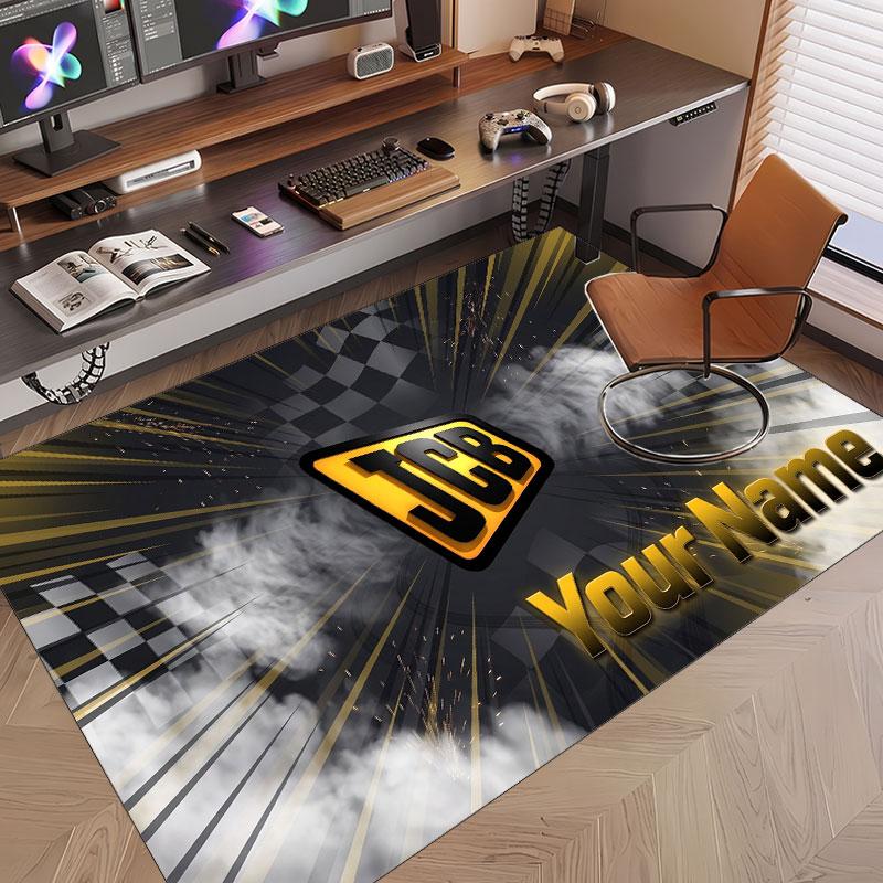 Custom Rug JCB Pattern Print Name Text Soft Non‑Slip Floor Carpet for Home Indoor Decoration