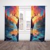 Elk At Sunset -2 Pieces - Printed Curtain, 100% Polyester, Suitable for Home Decor (rod Not Included)