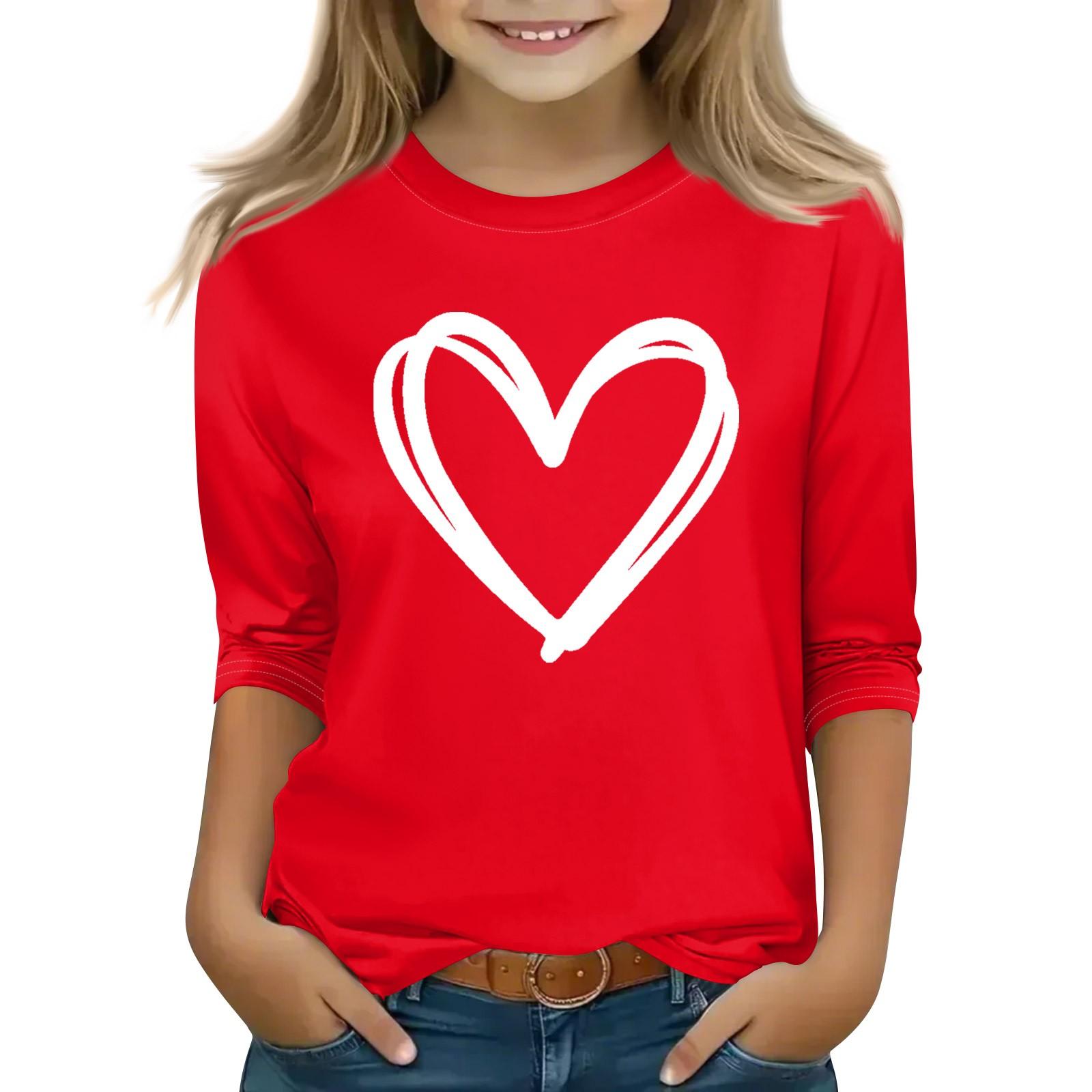 

Топы с принтом для девочек 5-16 лет с круглым вырезом и рукавами 3/4 Футболки Модные топы Наряды Футболки 110