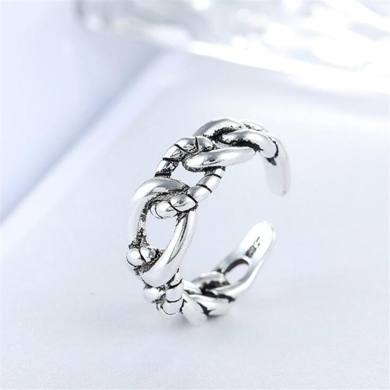 New Personality Distressed Knotted Popualr 925 Sterling Silver Jewelry Retro Accessories Twist Rope Shaped Opening Rings TYB434