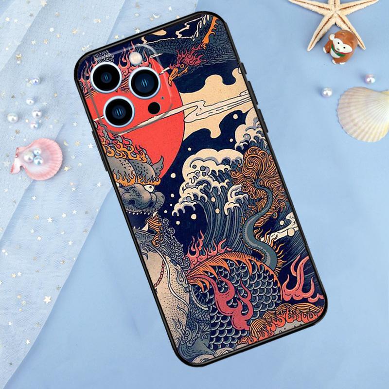 Japanese Great Wave of Kanagawa Phone Case For iPhone 14 13 12 11 15 16 Pro Max 7 8 Plus XR X XS Max 12 13 Mini Cover Case