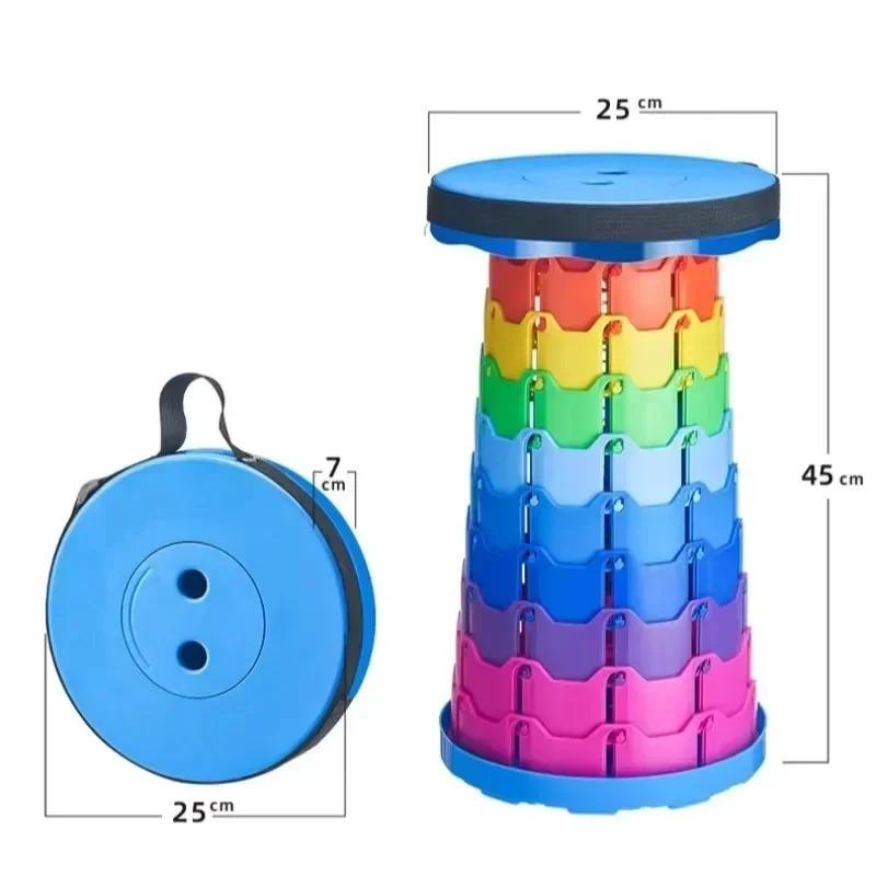 Portable Folding Chair, Lightweight & Adjustable Height, Compact Stool for Outdoor Camping, Fishing, Beach High-Strength Plastic