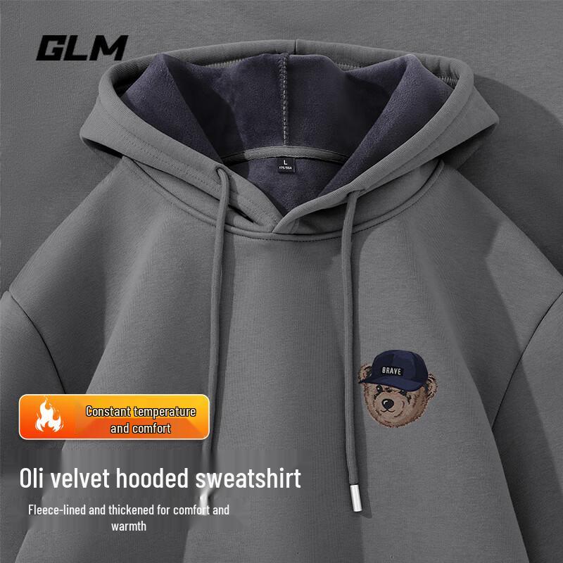 

GLM Men s American Heavyweight Hooded Sweatshirt with Bear Graphic 2XL