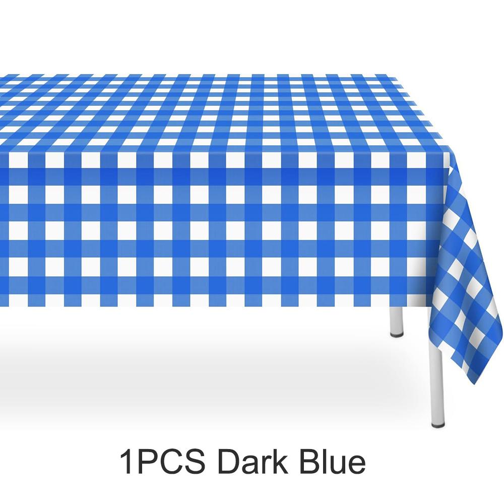 

Pink Blue Disposable Checkered Tablecloth Plastic Rectangle Party Table Cover Picnic Birthday Party Baby Shower Wedding Supplies 137x274cm