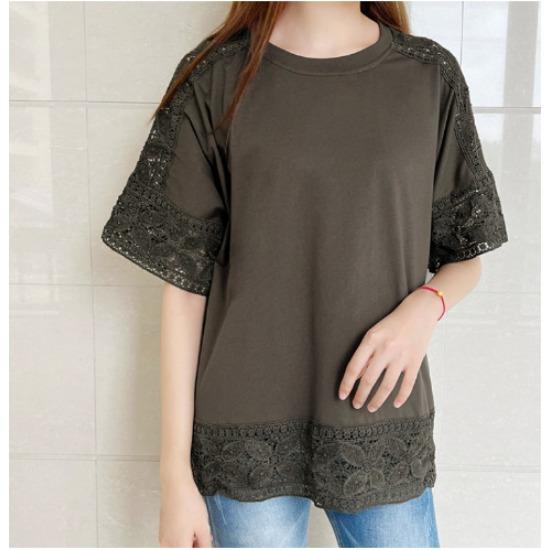 

QICED Изысканный круглый вырез, рукав пять четвертей, вязаный, летний, полый, кружевной, в стиле пэчворк, дышащий Uniform size темно-коричневого