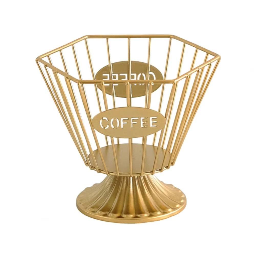 

Вместительный держатель для кофейных капсул Круглая/Шестиугольная форма Многофункциональная металлическая корзина-дисплей для кофе Экономия места