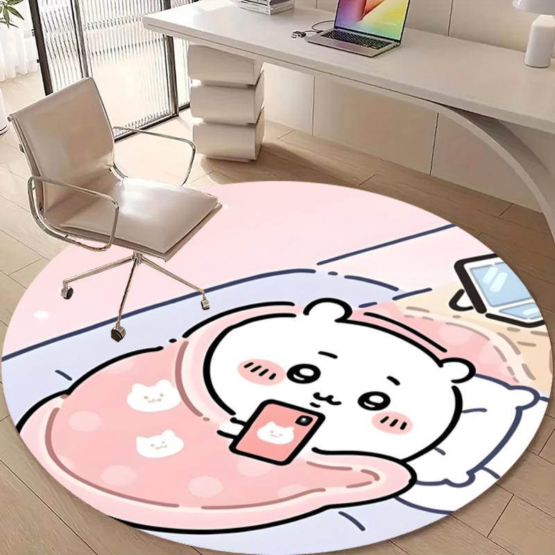 Personalized Chiikawa Round Chair Office Rug - Perfect for Mat, Office Chair & More - Ideal Gift for Birthdays and Holidays