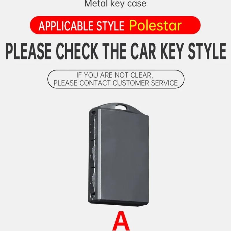 Metal Car Smart Remote Key Case Full Cover Protection Holder Shell for Volvo Polestar 2 Polestar 3 2023 2024 Keyless Keychain
