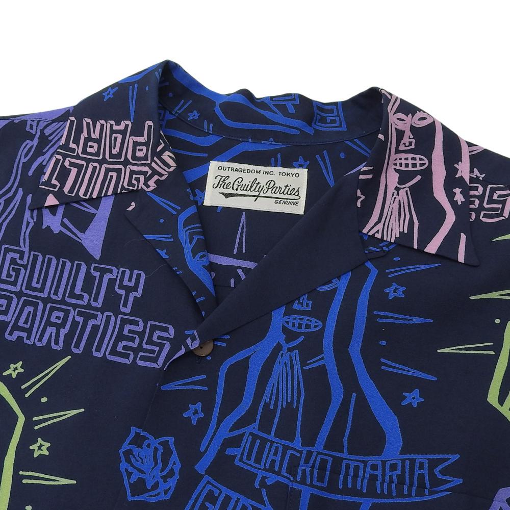 WACKO MARIA Men's Navy Rayon Paint Short-sleeved Open-collar Shirt, Size M Tops M NavyUsed