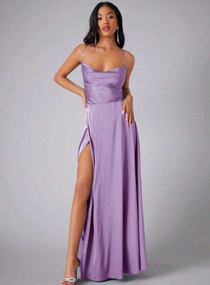 Elegant 2026 Backless Spaghetti Strap Long Evening Gown - European and American Style Solid Color L