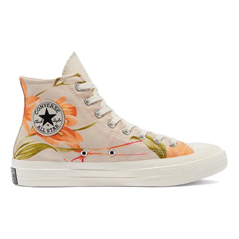 Converse Chuck Taylor All Star 70 Tropical Shirt Trendy High Top Canvas Shoes Unisex Beige Grey