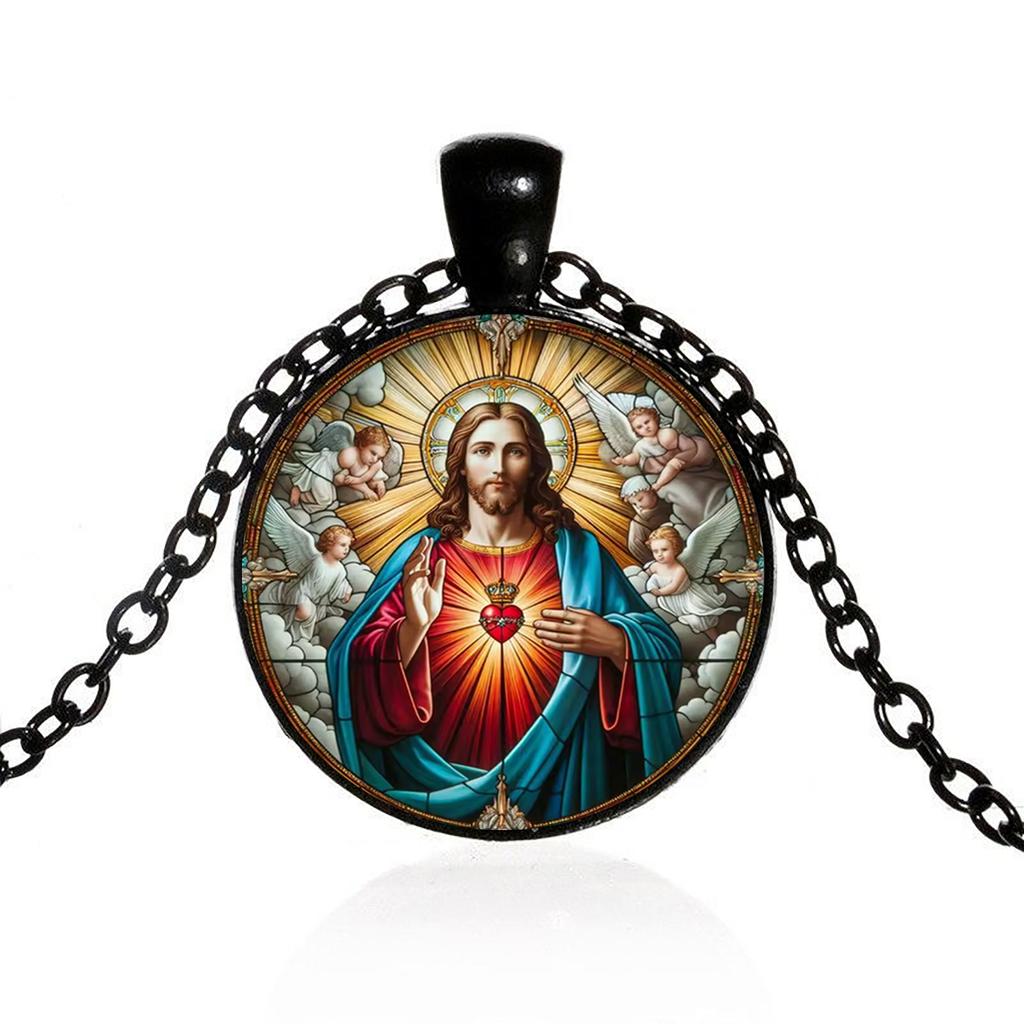 Et jomfru Maria-anheng trosbeskytter religiøse smykker glassanheng egnet for daglig bruk for menn og kvinner