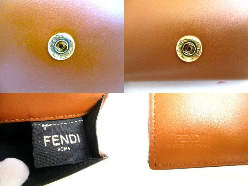 Authentic FENDI ROMA Brown Leather Trifold Wallet Compact Wallet # 9709  Refurbished