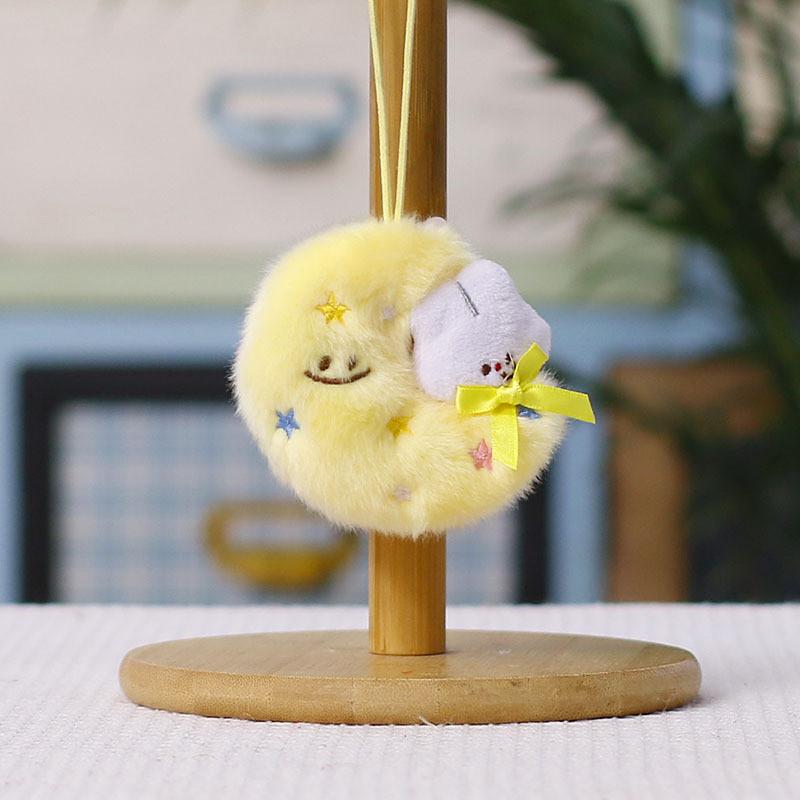 Cute Moon Plush Keychain With Heart Pendant For Girls And Teens