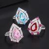 2022 Water Drop Shaped Pink Inlaid Zircon Ring Wedding Charm Jewelry