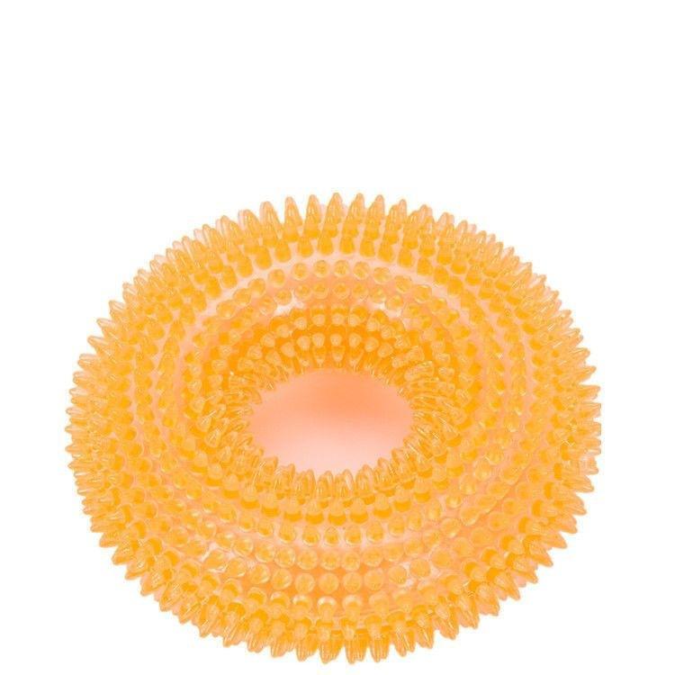 

Eco-Friendly Dog Toy: Spiky Ring & Molar Trainer Donut Small оранжевый