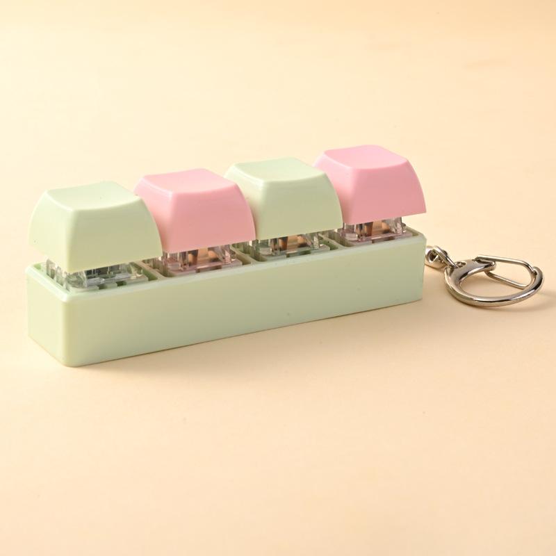 4 Keys Button Keycap Stress Relief Adult Fidget Toy Keychain 4 Keys Keyboard Fidget Gadgets Toys Diy Keyboard Keychain Toys