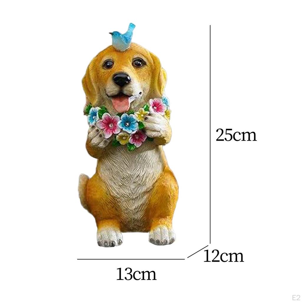Dog Garden Statue Puppy Sculpture with Solar Light ,Housewarming Gift,Solar Figurine