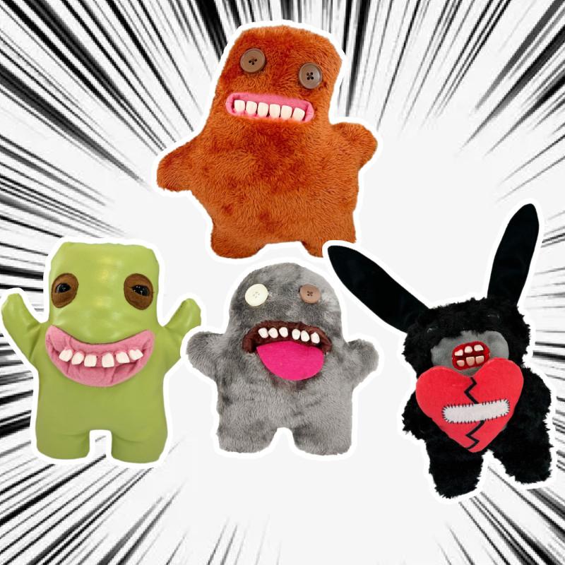 Adorable Plush Tooth Monster Doll Soft Toy In Black Green Brown And Gray For Christmas