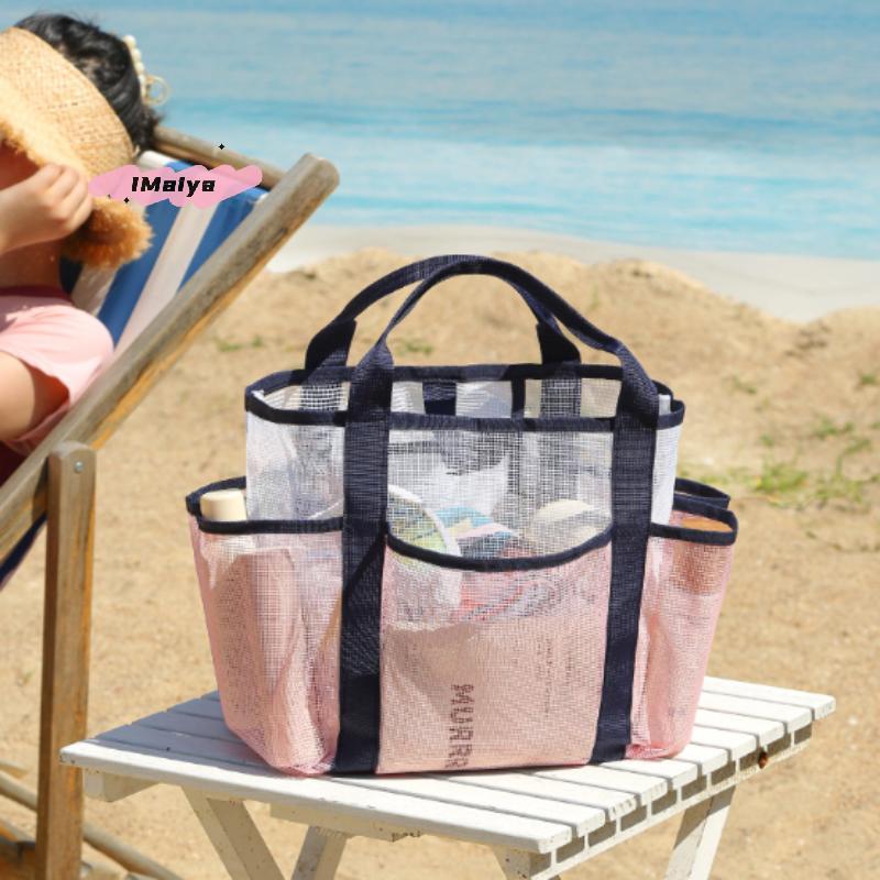 M-Handtasche Große Kapazität Reise Badeanzug Aufbewahrungs-Organizer Tragbare Tote Schwimm-Netz-Urlaubs-Aufbewahrungstasche Neue Sporttasche