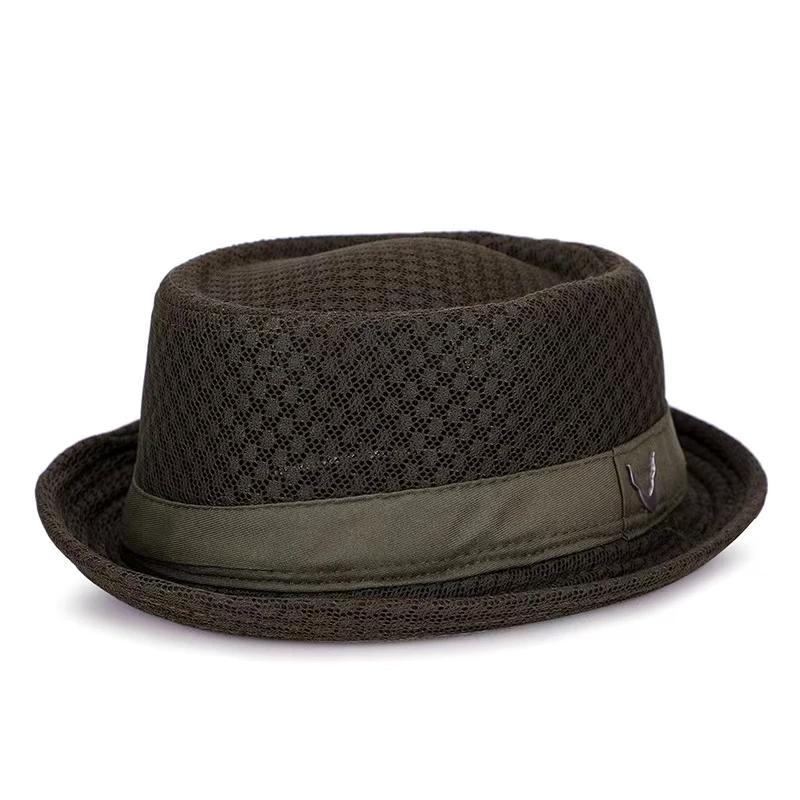 Nouveau Chapeau Respirant Angleterre Maille Chapeau de Paille Plat Rétro Angleterre Jazz Pliable Chapeaux de Soleil Panama Décontracté Pa 56-58CM black