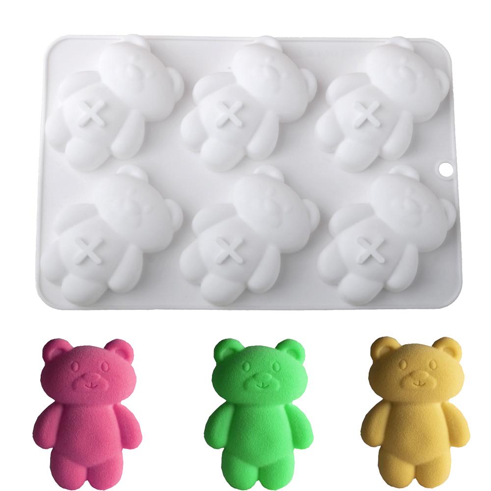 6 Cells Little Bear Biscuit Mold Silicone Cake Molds Chocolate Moulds Candy Baking Tools Homemade Soap Mold Kitchen Bakeware