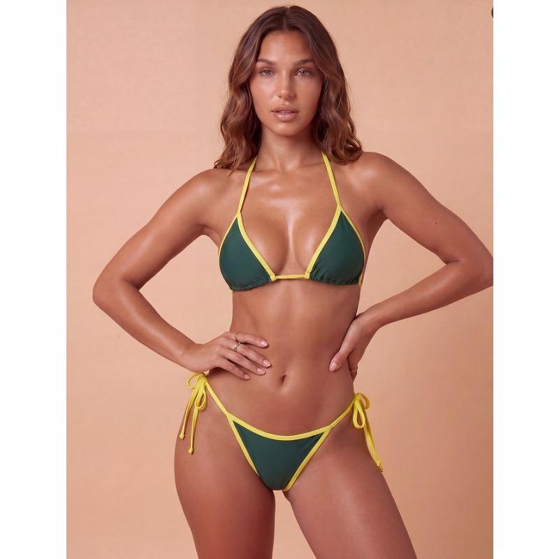 Erotic Lingerie European and American Women Plus Size Sexy Bundled Seduction Color Matching Three-point Bikini Bikini