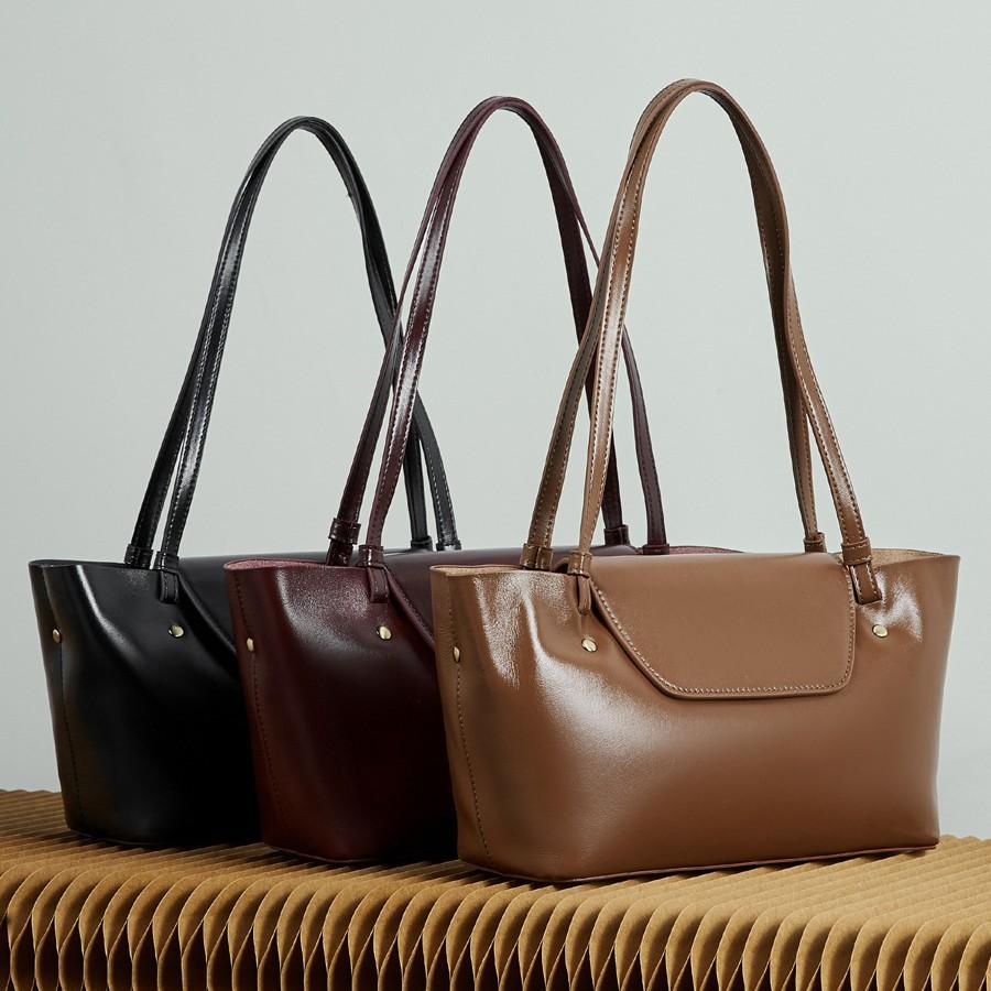 Cross-border genuine leather women's handbag, vintage and elegant Boston bag, women's vegetable-tanned leather shoulder bag, ladies' crossbody bag