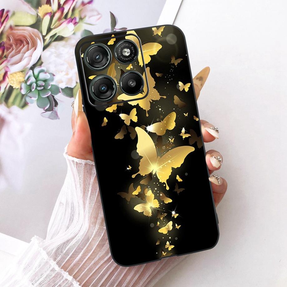 Etui do Motorola Moto G17 Power G15 Power MotoG15 Miękki Czarny Silikonowy Pokrowiec Malowanie Kwiatowe Motyl Smok Kot Funda