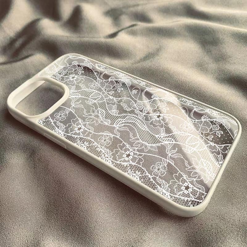 Fortschrittliche Sexy Weiße Spitze Handyhülle Für IPhone 17 Air 16 15 14 13 12 11 Pro Max Plus Kreative Schutzhülle Mode Funda
