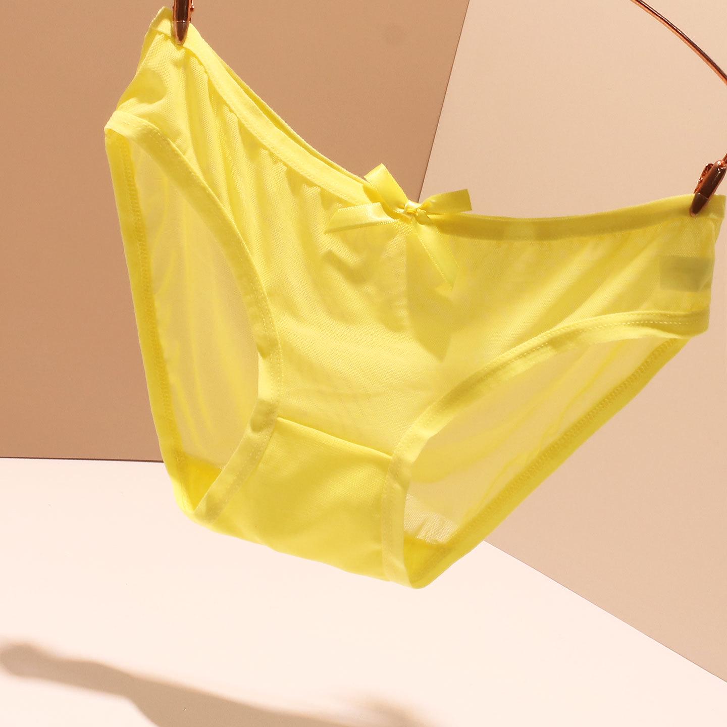 

Ультратонкие бесшовные трусики-слипы с кружевом и бантиком для женщин - Прозрачные, шелковистые, соблазнительный треугольный дизайн L