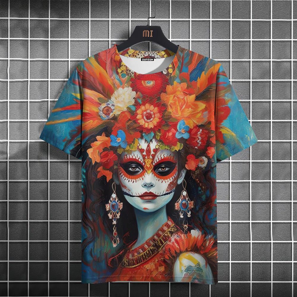 Mexican Skull Day Of The Dead Graphic T Shirt For Unisex WoUnisexs Graffiti Clothing Horror Goth T-shirts Fashion Streetwear Tops Tees