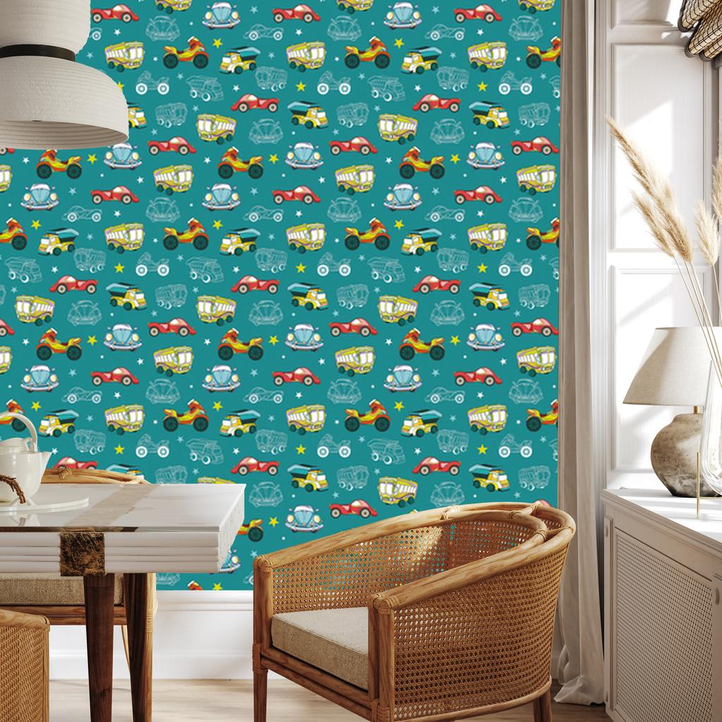 Colorful cars and motorcycles wallpaper for living room and bedroom 50x1000