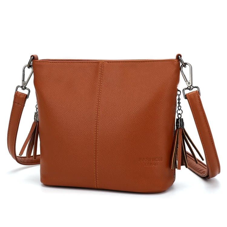 

Новая женская одноплечевая сумка-мессенджер, сумка-ведро с двойным плечевым ремнем 23*11*21cm коричневый