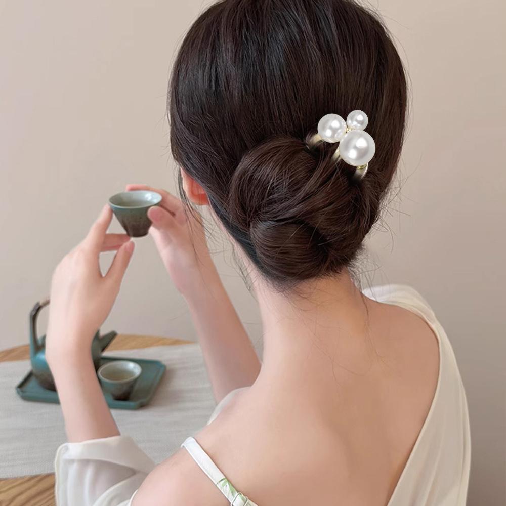 New Pearl Hairpins Korean U-shaped Metal Hair Clip Pins Women Girls Hair Sticks Bun Maker Hair Styling Tools Accessories Gifts