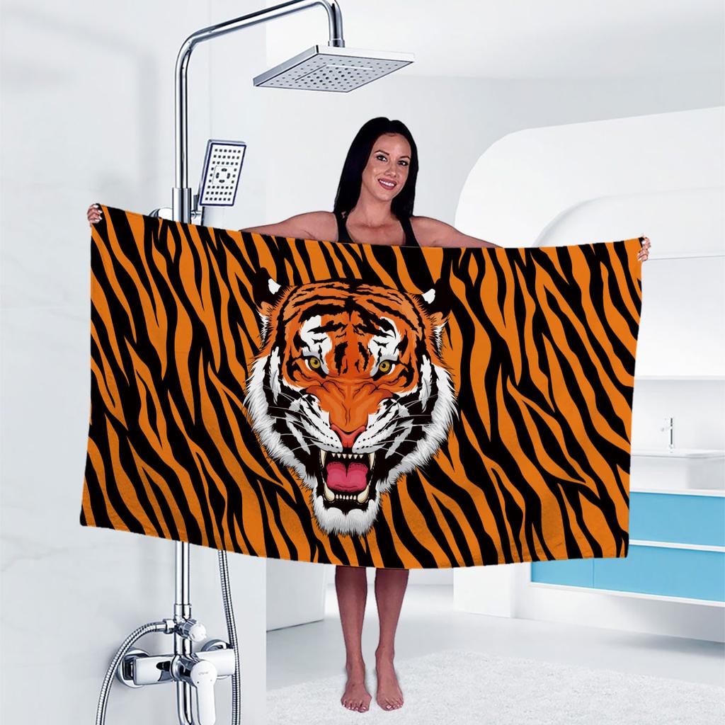 1pc tiger Print towel Sports Quick-Drying Super Absorbent Camping Towel Super Soft Lightweight Gym Swimming Yoga Beach Towel
