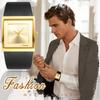 Square Watch with Genuine Leather 3ATM Water Analog Japanese Quartz Stylish Accessory Perfect for or As a Boyfriend Gift Men's Strap, Resistance