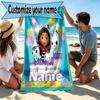 Custom Name Personalized Gabby's Dollhouse Print Beach Towel, for Trip Camping Beach Party Home Decor, Birthday Gift for Family & Friends