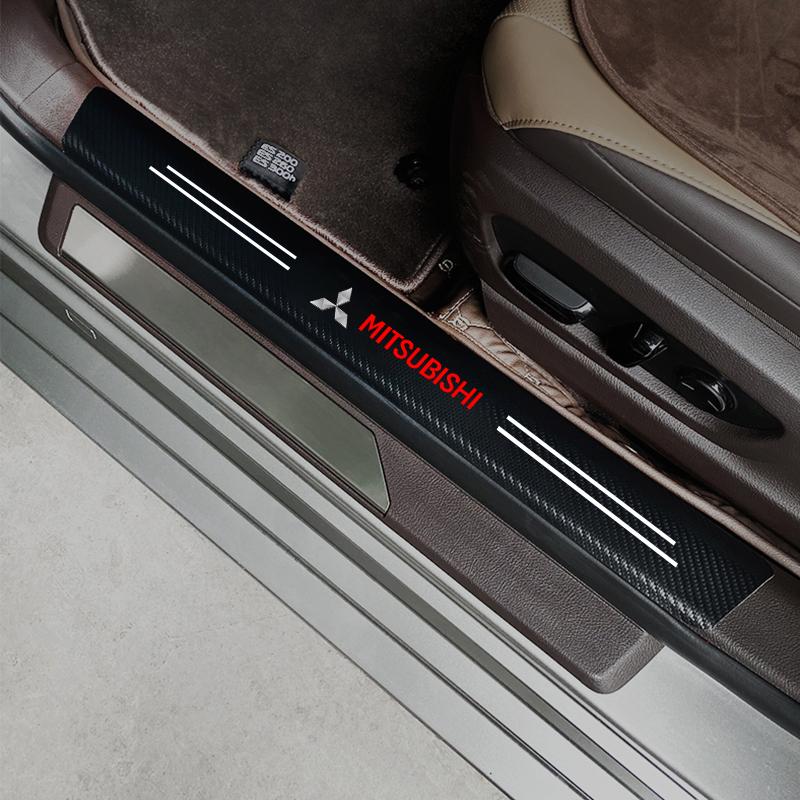 Carbon Fiber Leather Car Styling Door Trunk Threshold Protector Sticker For Mitsubishi Pajero Sport Outlander ASX Eclipse