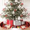 90cm Christmas Tree Skirt Red Rustic Snowflake Santa Claus Printed Xmas Tree Carpet Christmas Decor Mat New Year Decor For Home