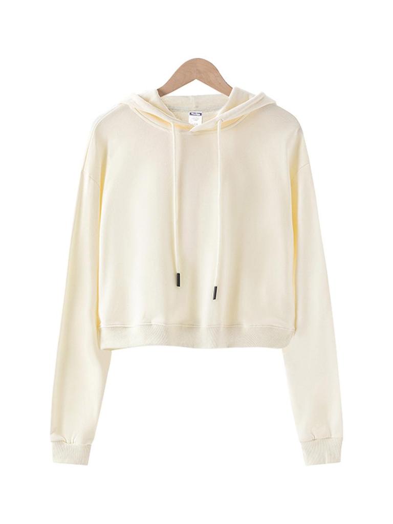 Women's Cropped Hoodie - Spring/Autumn 2025: Long Sleeve, Loose Fit, Custom Text Sportswear