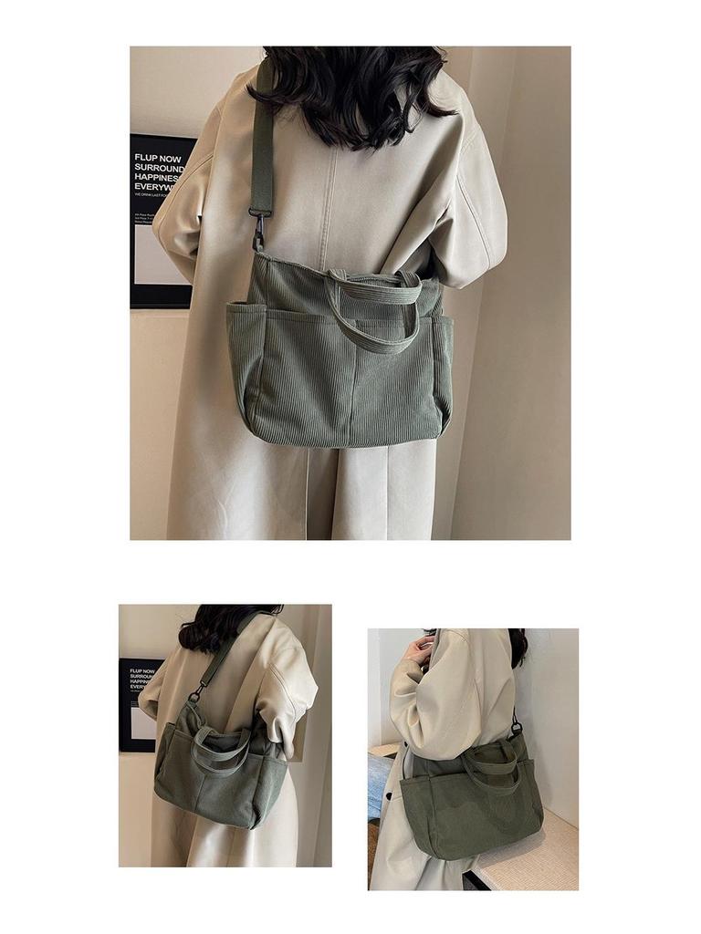 Women's Large-Capacity Corduroy Tote - Versatile Crossbody, Shoulder, Handbag for Commuting and Casual Use