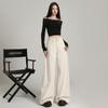 Women's High-Waisted Wide-Leg White Jeans - 2025 Autumn Collection, Loose Fit, Floor-Length, Slimming Casual Style
