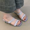 Fashion Square head one belt wedge cool drag summer new outward wear temperament open toe with skirt high heel sandals women