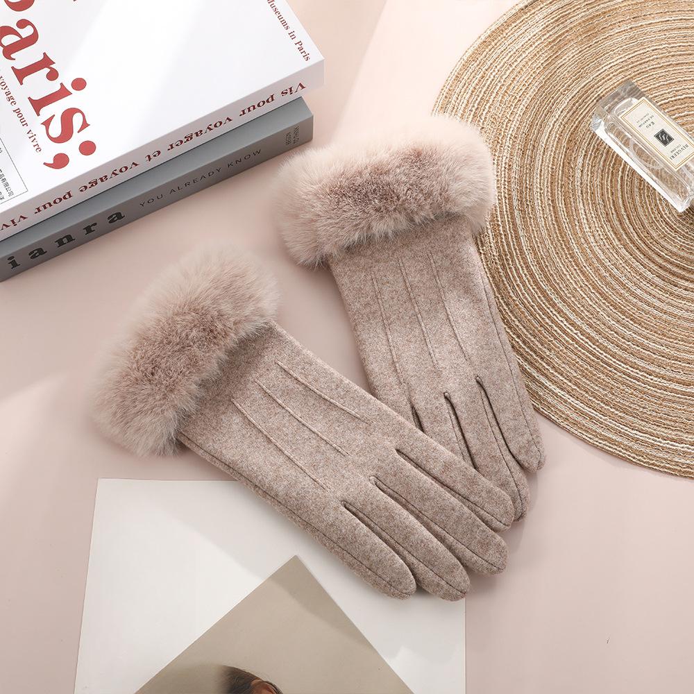 Warm Gloves for Women In Winter Thickened and Fresh Yang Ni Cycling Hair Mouth Cold Proof Outdoor Windproof Heat Storage Touch Screen Gloves